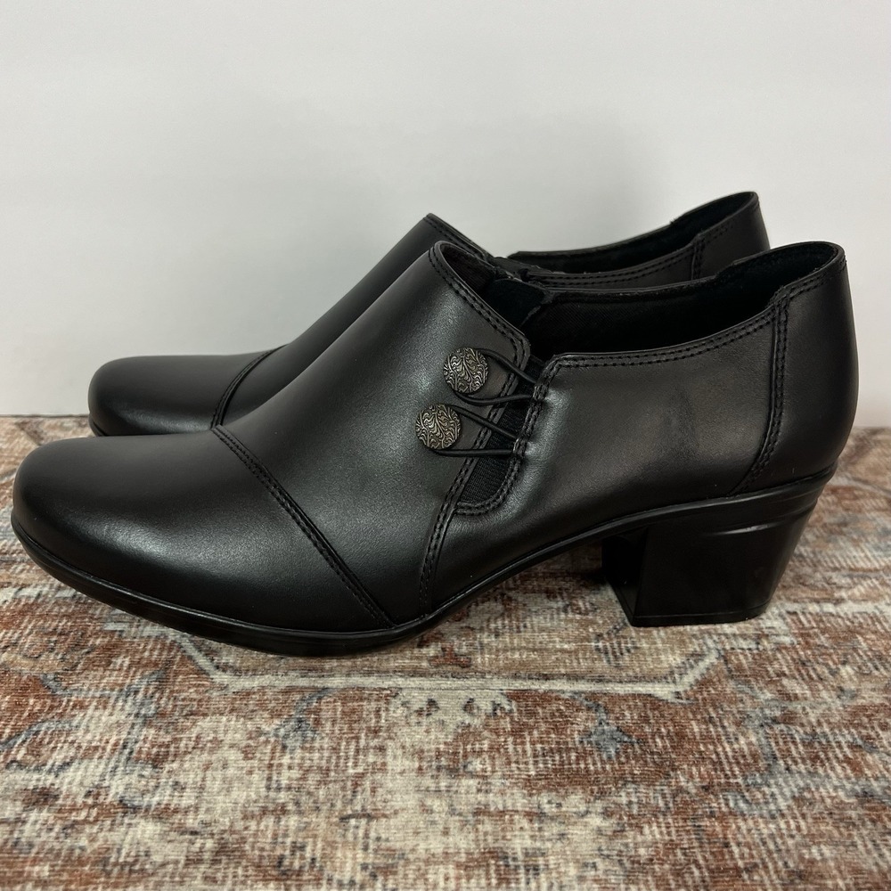 Clarks Emslie Warrens Loafer‎ Shoes Womens 11M Black Leather Ortholite Comfort - Picture 3 of 10